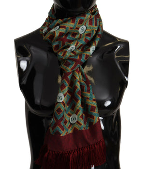 Dolce & Gabbana Multicolor DG Logo Shawl Warm Neck Wrap Fringe Scarf