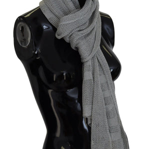 John Galliano Elegant Gray Knitted Designer Scarf