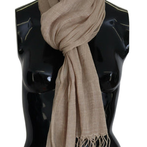 Costume National Chic Beige Fringed Scarf for Women