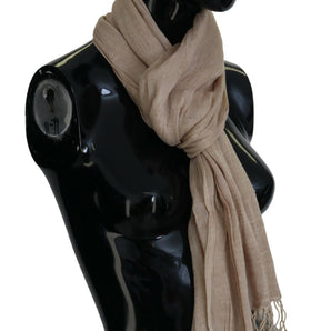 Costume National Chic Beige Fringed Scarf for Women