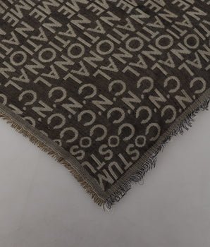 Costume National Gray Logo Knit Neck Wrap Shawl Scarf