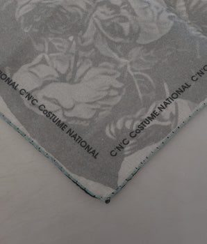 Costume National Gray Print Shawl Foulard Branded Scarf