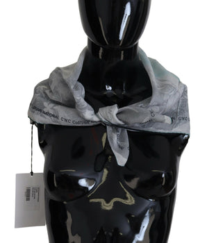 Costume National Gray Print Shawl Foulard Branded Scarf