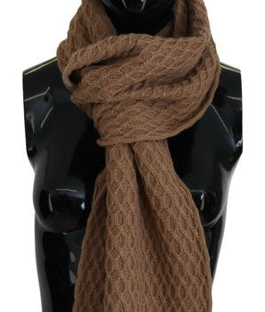 Dolce &amp; Gabbana Dark Brown Wrap Shawl Knitted Camel Scarf