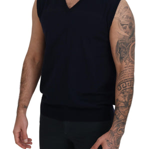 Paolo Pecora Milano Sleek Black V-Neck Sleeveless Tank