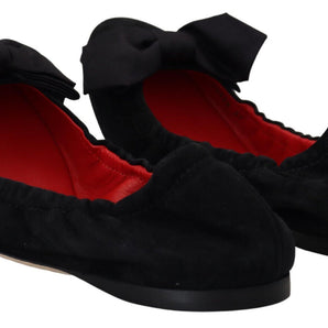 Dolce &amp; Gabbana Elegant Black Suede Ballet Flats