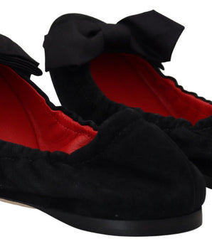 Dolce & Gabbana Black Suede Flat Slip On Ballet Shoes