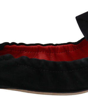 Dolce & Gabbana Black Suede Flat Slip On Ballet Shoes