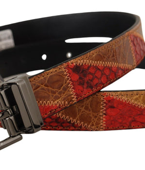Dolce & Gabbana Multicolor Exotic Vintage Chrome Buckle Belt