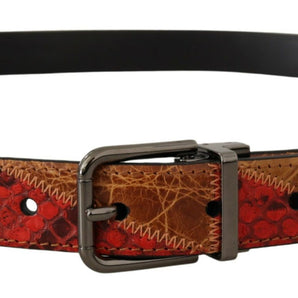 Dolce &amp; Gabbana Elegant Two-Tone Snakeskin Leather Belt