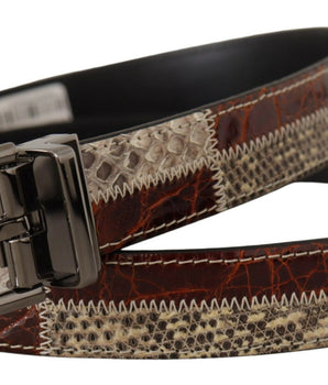 Dolce & Gabbana Multicolor Exotic Leather Patchwork Metal Belt