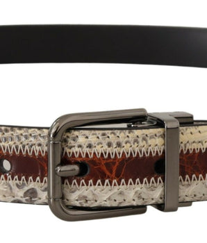 Dolce & Gabbana Multicolor Exotic Leather Patchwork Metal Belt