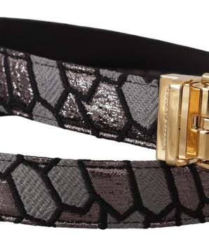 Dolce & Gabbana Multicolor Patchwork Leather Gold Jaquard Belt