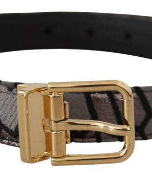Dolce & Gabbana Multicolor Patchwork Leather Gold Jaquard Belt