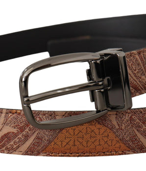 Dolce & Gabbana Multicolor Embossed Leather Black Metal Buckle Belt