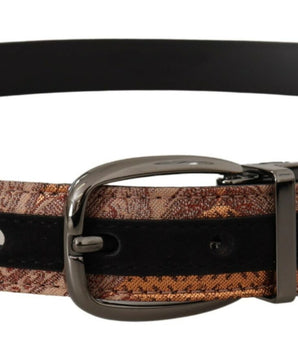 Dolce & Gabbana Multicolor Embossed Leather Black Metal Buckle Belt