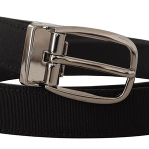 Dolce &amp; Gabbana Elegant Grosgrain Leather Belt with Silver Buckle