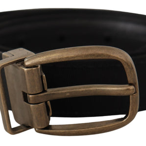 Dolce &amp; Gabbana Elegant Grosgrain Leather Belt - Black