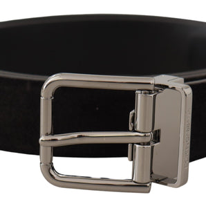 Dolce &amp; Gabbana Elegant Black Leather Grosgrain Belt