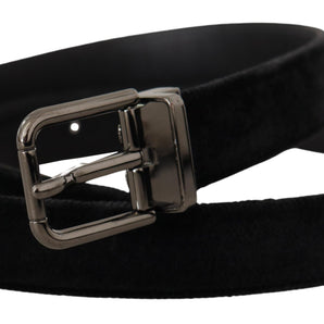 Dolce & Gabbana Elegant Black Leather Belt with Silver Tone Buckle