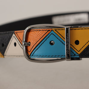 Dolce &amp; Gabbana Elegant Multicolor Leather Belt with Silver Buckle