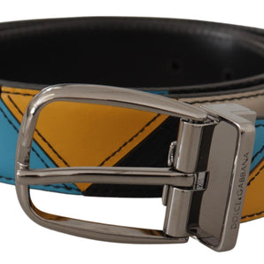 Dolce & Gabbana Elegant Multicolor Leather Belt with Silver Buckle