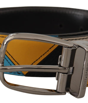 Dolce & Gabbana Multicolor Leather Silver Tone Logo Buckle Belt