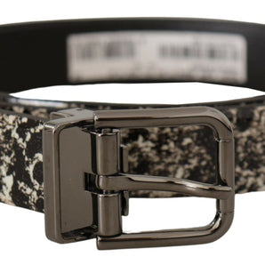 Dolce & Gabbana Elegant Marble Print Leather Belt