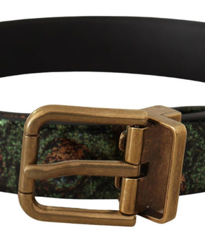 Dolce & Gabbana Multicolor Leather Vernice Pavone Bronze Metal Belt