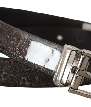 Dolce & Gabbana Black Goccia Glitter Patent Leather Buckle Vernice Belt