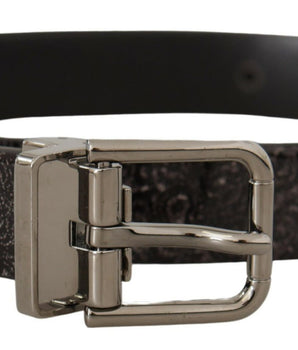 Dolce & Gabbana Black Goccia Glitter Patent Leather Buckle Vernice Belt