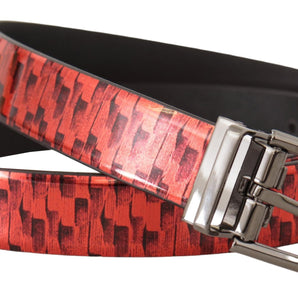 Dolce &amp; Gabbana Elegant Red Leather Belt with Silver Buckle