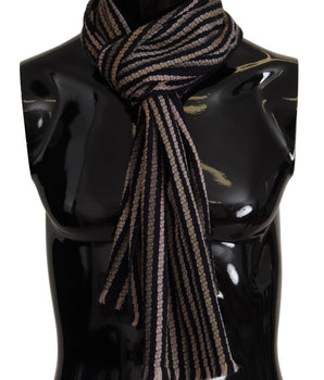 Missoni Multicolor Stripes Wool Knit Fringe Shawl Scarf