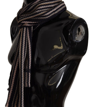 Missoni Multicolor Stripes Wool Knit Fringe Shawl Scarf