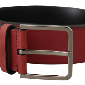 Dolce &amp; Gabbana Elegant Grosgrain Leather Belt with Silver Buckle