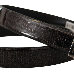 Dolce &amp; Gabbana Elegant Black Leather Belt with Silver Buckle