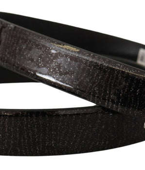 Dolce & Gabbana Black Leather Vernice Metal Buckle Belt