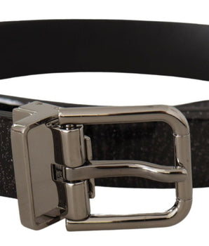 Dolce & Gabbana Black Leather Vernice Metal Buckle Belt