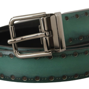 Dolce &amp; Gabbana Elegant Leather Belt with Silver Tone Buckle