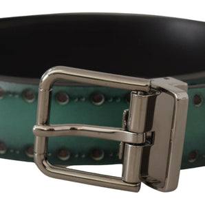 Dolce &amp; Gabbana Elegant Leather Belt with Silver Tone Buckle