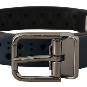 Dolce &amp; Gabbana Elegant Navy Blue Leather Belt