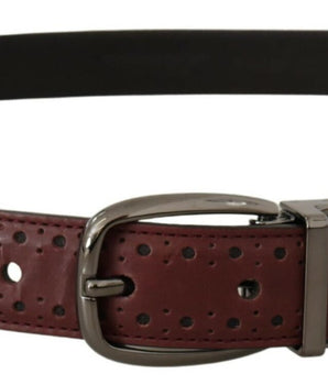 Dolce & Gabbana Brown Perforated Leather Metal Buckle Belt
