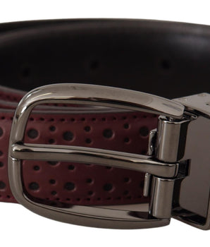 Dolce & Gabbana Brown Perforated Leather Metal Buckle Belt