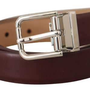 Dolce &amp; Gabbana Elegant Leather Belt with Silver Tone Buckle