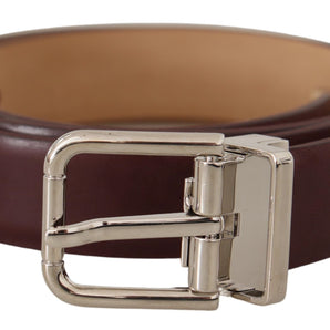 Dolce & Gabbana Elegant Leather Belt with Silver Tone Buckle