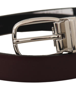 Dolce & Gabbana Solid Brown Leather Silver Metal Belt