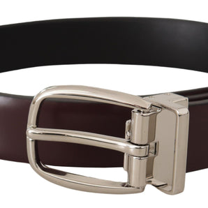 Dolce &amp; Gabbana Elegant Leather Belt with Silver Metal Buckle