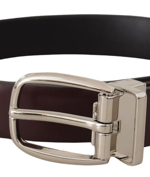 Dolce & Gabbana Solid Brown Leather Silver Metal Belt