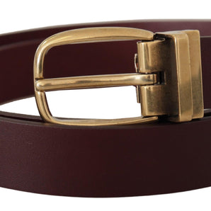 Dolce &amp; Gabbana Elegant Brown Leather Belt with Gold Buckle