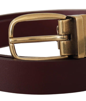 Dolce & Gabbana Brown Leather Classic Gold Metal Buckle Belt